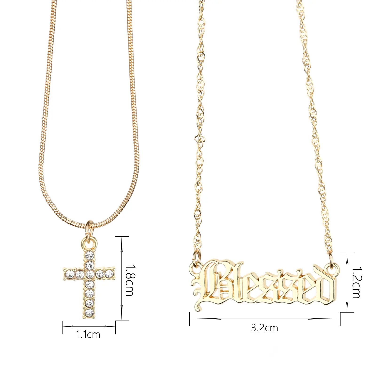 Винтажное готическое ожерелье с подвеской в виде креста кристаллами золотого