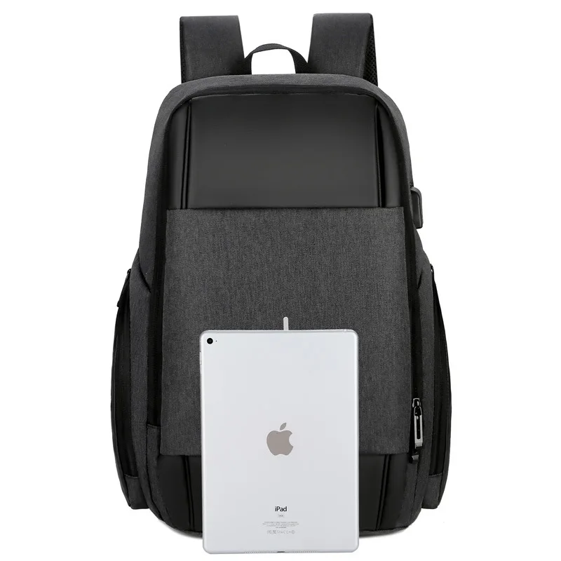 Модный черный рюкзак для мужчин с USB-портом наушников школьный портфель