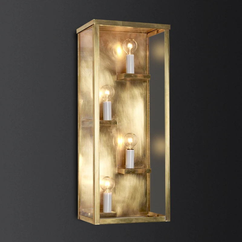 

American retro industrial style wall lamp simple balcony aisle corridor candlestick nostalgic rectangular frame wall lamp