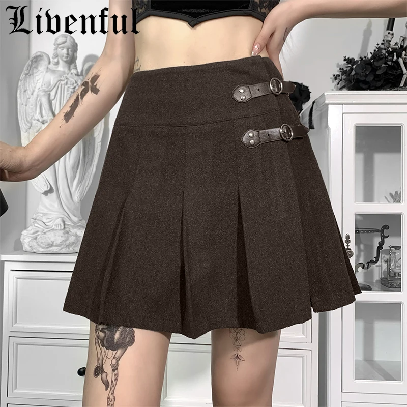 

Винтажная короткая юбка в стиле Харадзюку с завышенной талией, в готическом стиле