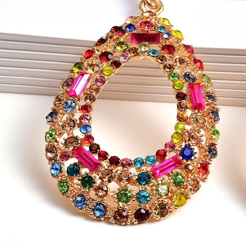 Лидер продаж Висячие ажурные серьги подвески с разноцветными подвесками модные