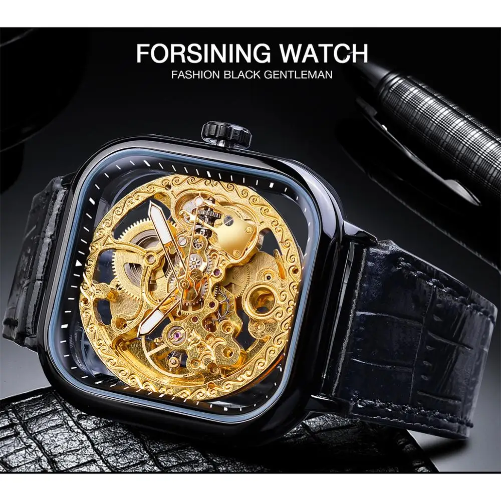 Часы наручные Forsining Мужские автоматические деловые модные дизайнерские с