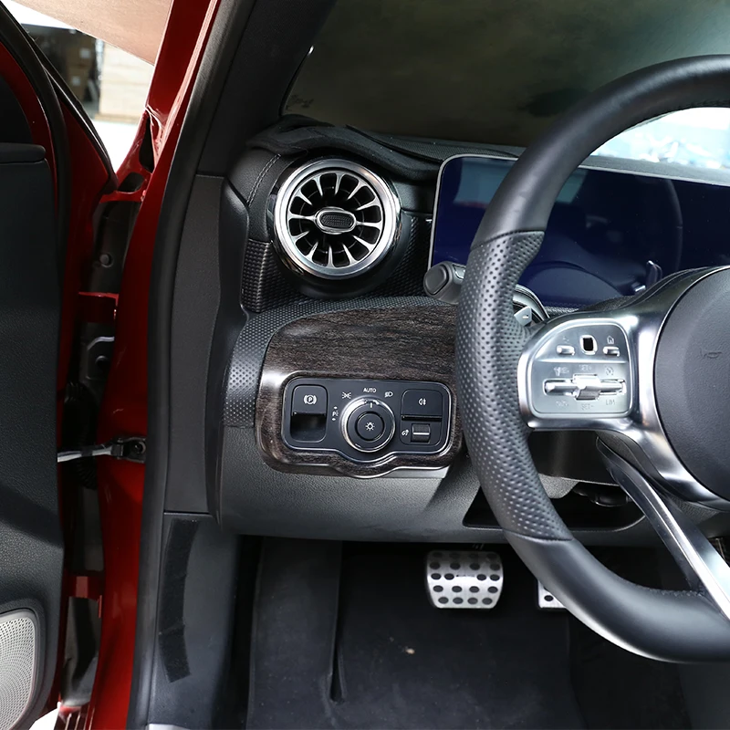 

For Mercedes Benz A Class A180 W177 2019 LHD Oak Wood Grain ABS Car Headlight Switch Frame Trim Accessories
