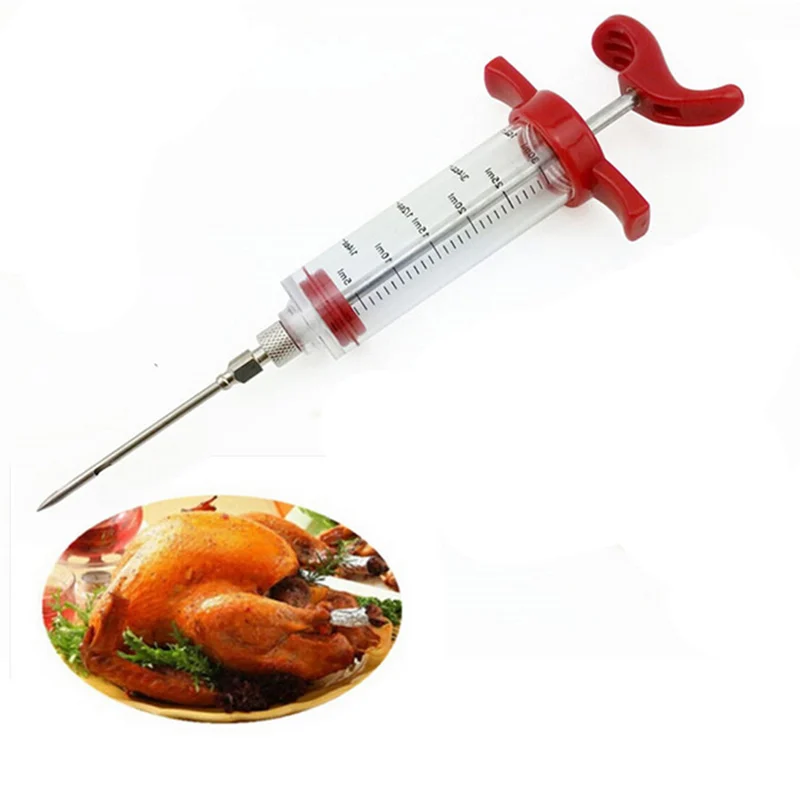 New Stainless Steel Injector Needles Spice Syringe Set Turkey Chicken Flavor Meat Marinade Kitchen Accessories |