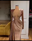 2022 изысканное вельветовое вечернее платье русалки с V-образным вырезом с длинным рукавом корсет с бусинами кристаллы макси платья для выпускного вечера Индивидуальный Пошив