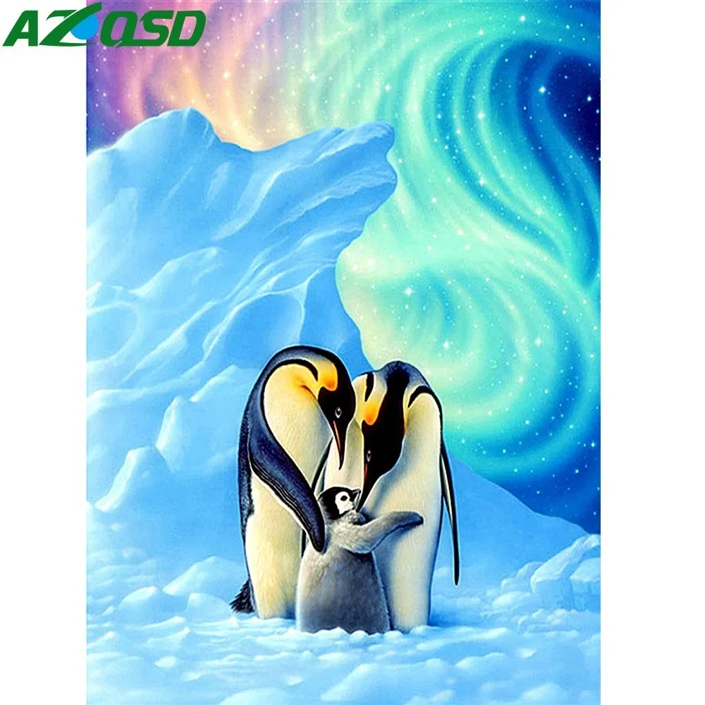 AZQSD Алмазная картина Снежный Пингвин 5d Diy Бриллиантовая мозаичная фигурка