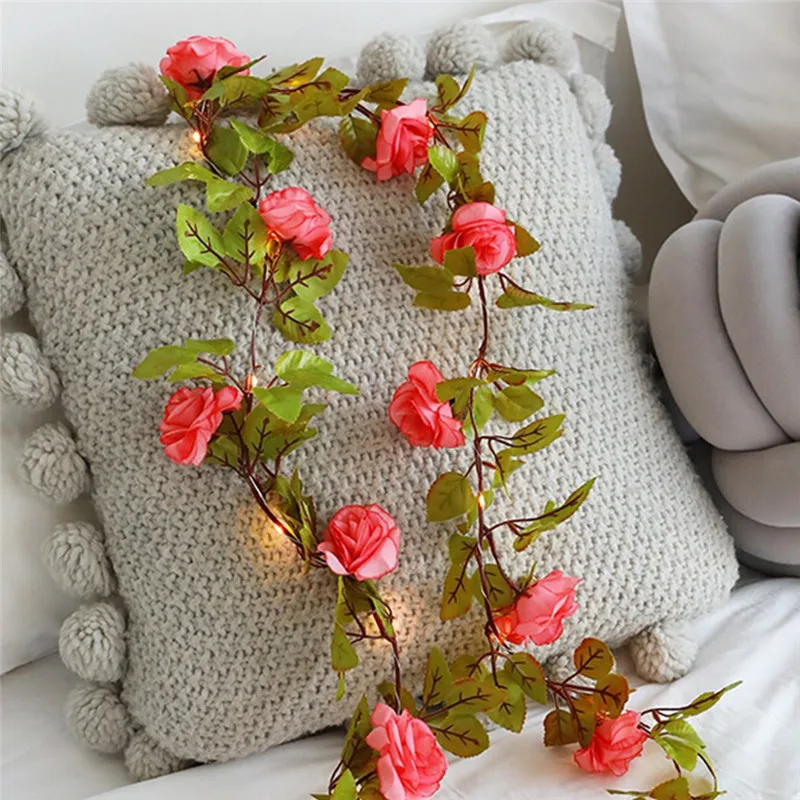 20 светодиодов 2 м светодиодные гирлянды с розовым цветком на батарейках для