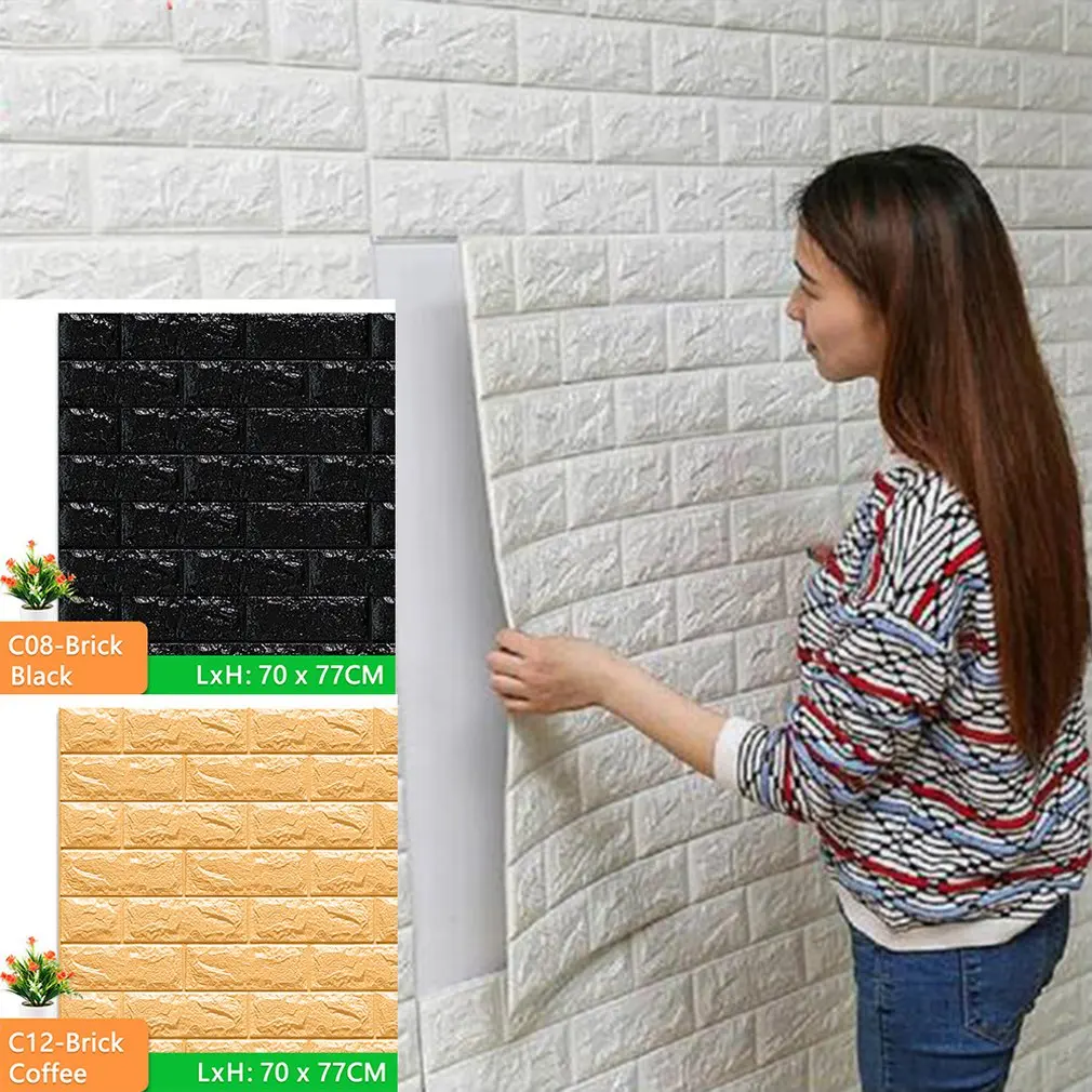 

1PCS 70*77CM Anti-Collision Self-Adhesive 3D Waterproof Wall Sticker Foam Brick Pattern Antifouling Beautify Home Decoration