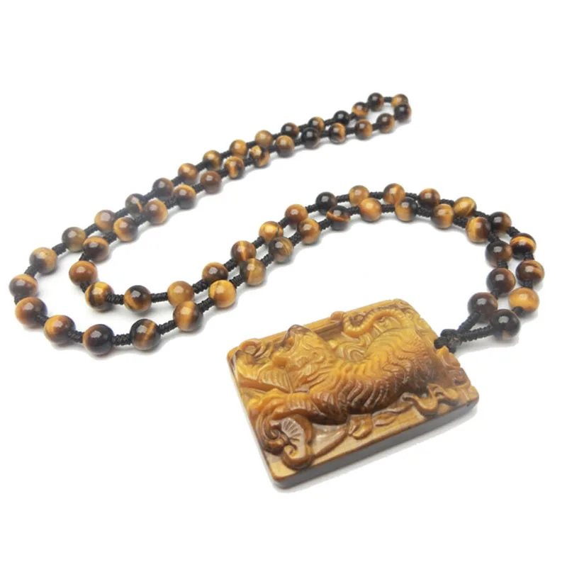 hot selling natural tiger eye stone pendant fashion boutique jewelry mens zodiac tiger jade brand necklace tiger eye stone pend free global shipping