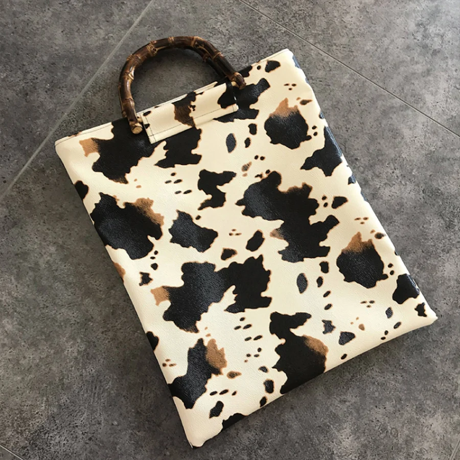 

Fashion Cow Pattern Totes Shoulder Bags Women Baguette Shape Bags Cute Lady Saddle Hand Bag Designer Female Purses and Handbags