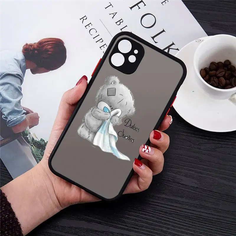 

Lovely Teddy bear love cute Phone Case Matte Transparent for iPhone 7 8 11 12 s mini pro X XS XR MAX Plus cover funda