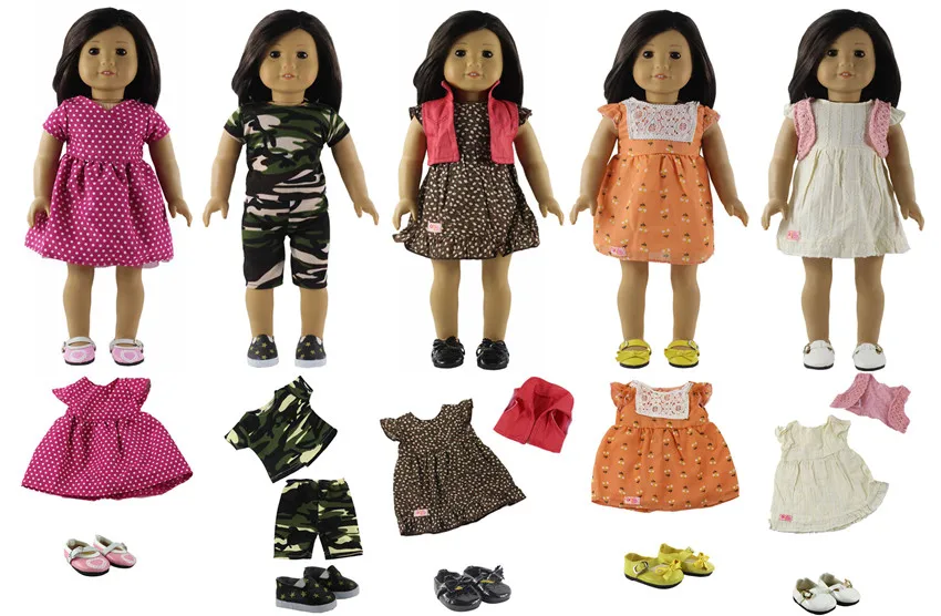 

Новая кукольная одежда из 5 предметов + 5 пар обуви для 18 дюймов, американская кукла, ручная работа, милая Студенческая одежда S12