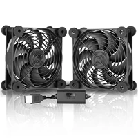 sxdool quiet dual 120mm 5v usb computer pc fan with speed controllerfor router desktop laptop receiver dvr playstation xbox