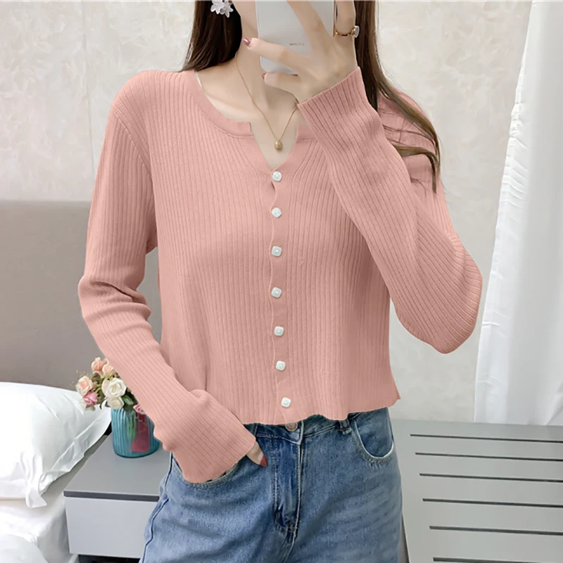 

Кардиган Shintimes на пуговицах, короткий свитер, высокоэластичные свитера для женщин, весна-осень 2020, корейская мода, женская одежда