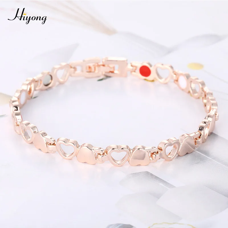 Женский браслет 3 в 1 магнитный из титановой стали с турмалиновым сердечком