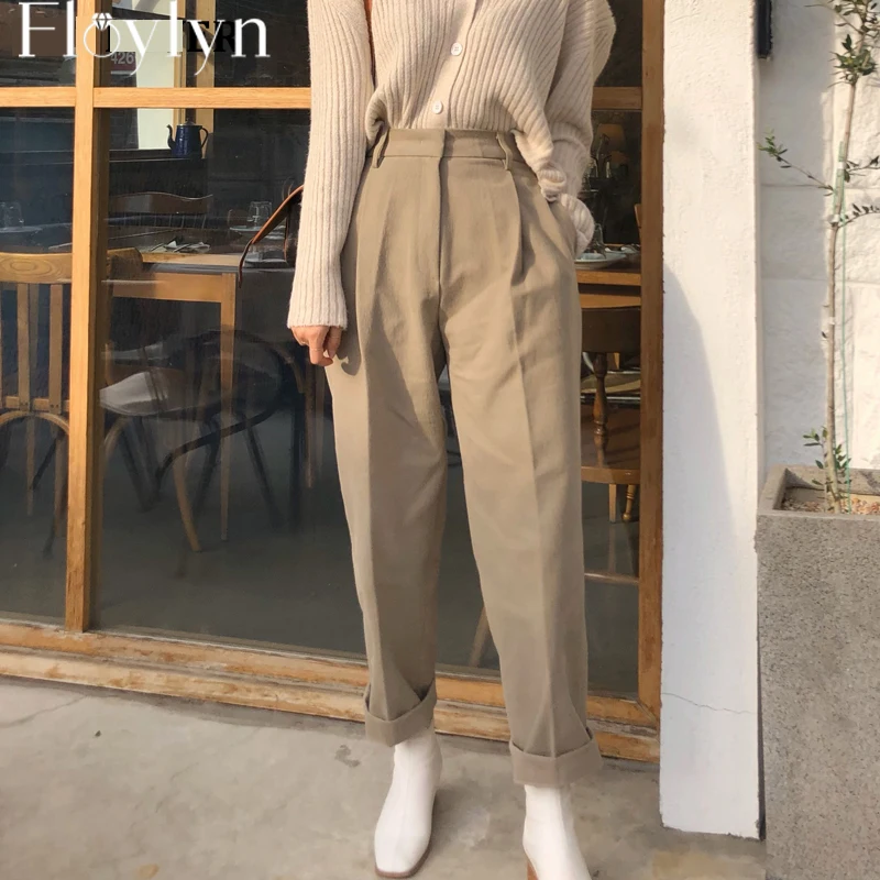Женские свободные брюки Капри FLOYLYN повседневные длинные на молнии с высокой