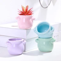 mini colorful ceramic flower pot planter handmade home garden office cute decor planter desktop flowervase