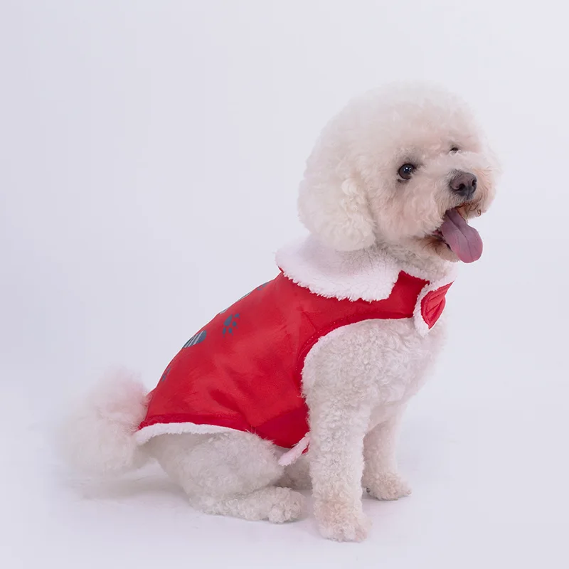 Одежда для маленьких щенков с животным принтом плюс бархатная теплая зимняя