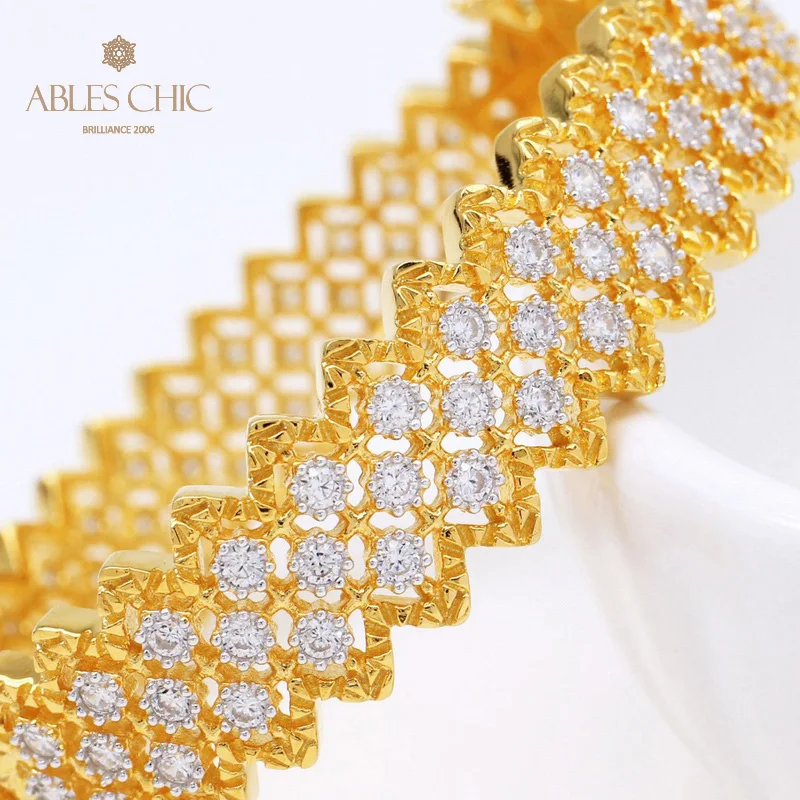 Шикарный браслет Ables из 18-каратного золота с кружевным цветком филигранный на