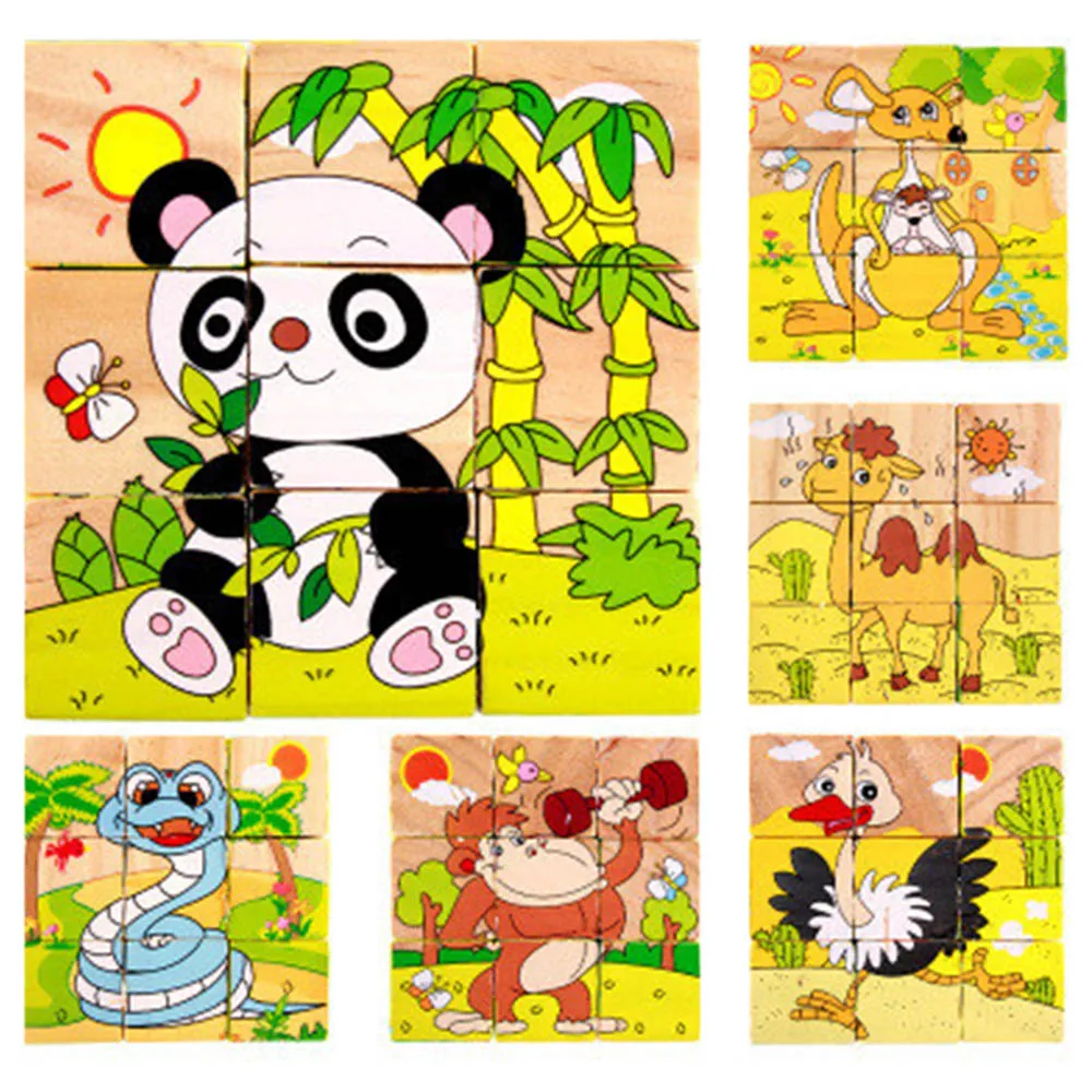 6 шт./компл. Обучающие игрушки деревянные головоломки пазл детская деревянная