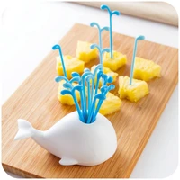 cute moby white whale sprinkler fruit fork set creative cartoon animal whale fruit sign fashion kids little fork kitchen gadgets