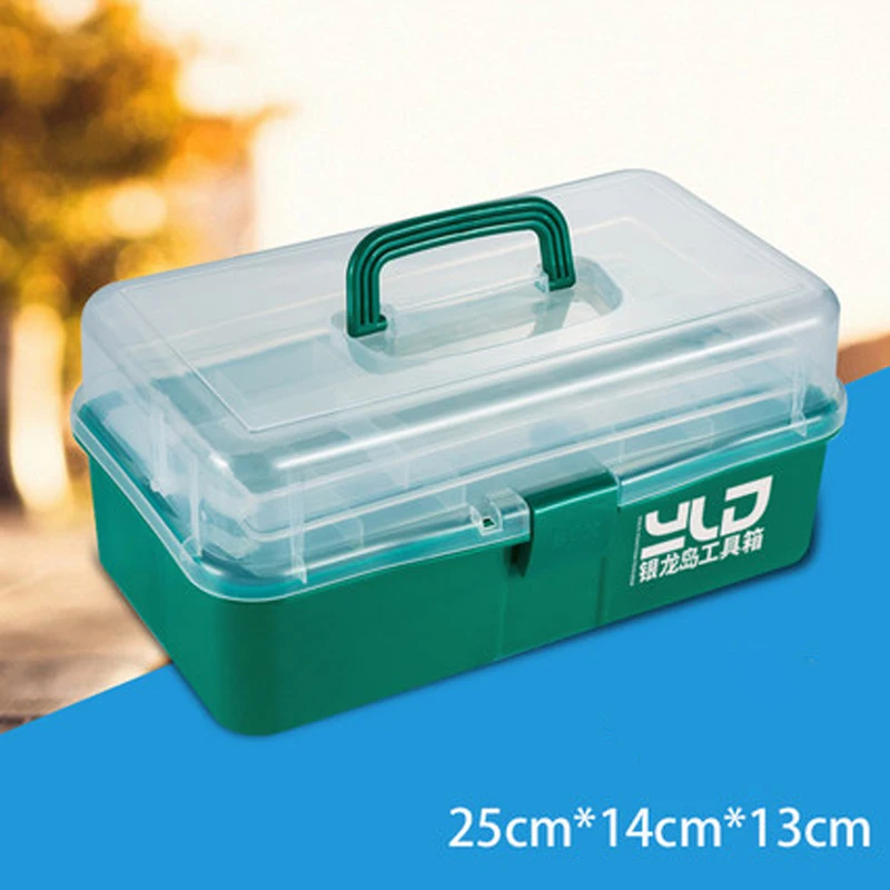 Green 1Pc Многофункциональная коробка для хранения, Настольный ящик для хранения, художественная коробка для инструментов, Детские Портативные Инструменты для начальной школы, бытовая коробка для хранения - Цвет: Green 1Pc