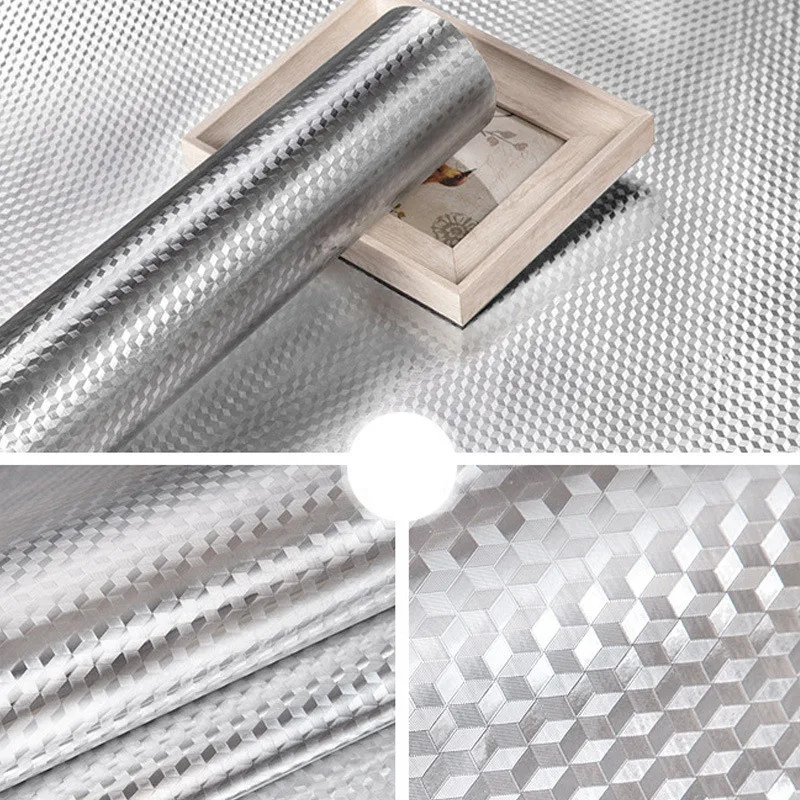 10m nanofilm for kitchen wall stickers oil proof waterproof aluminum foil stickers stove cabinet diy self adhesive wallpaper free global shipping
