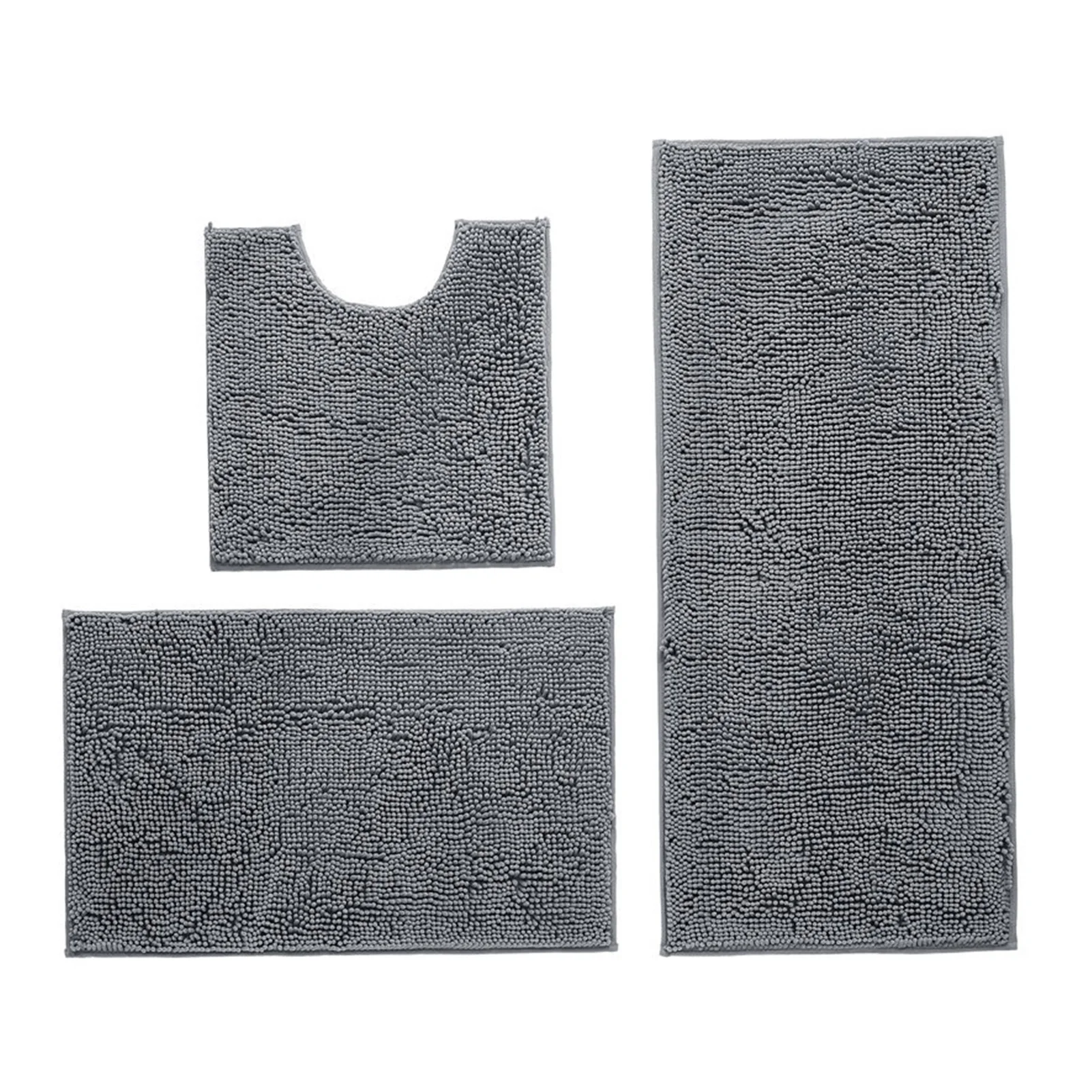 

3pcs/set Bath Mat Home Shower Tub Super Absorbent Bathroom Rug Chenille Accessories Shaggy Anti Slip Hotel Modern Toilet Fluffy