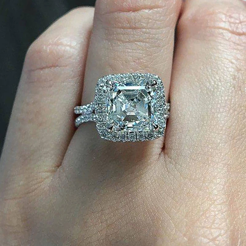 Huitan белые кубические циркониевые кольца для женщин Bling Серебряный цвет