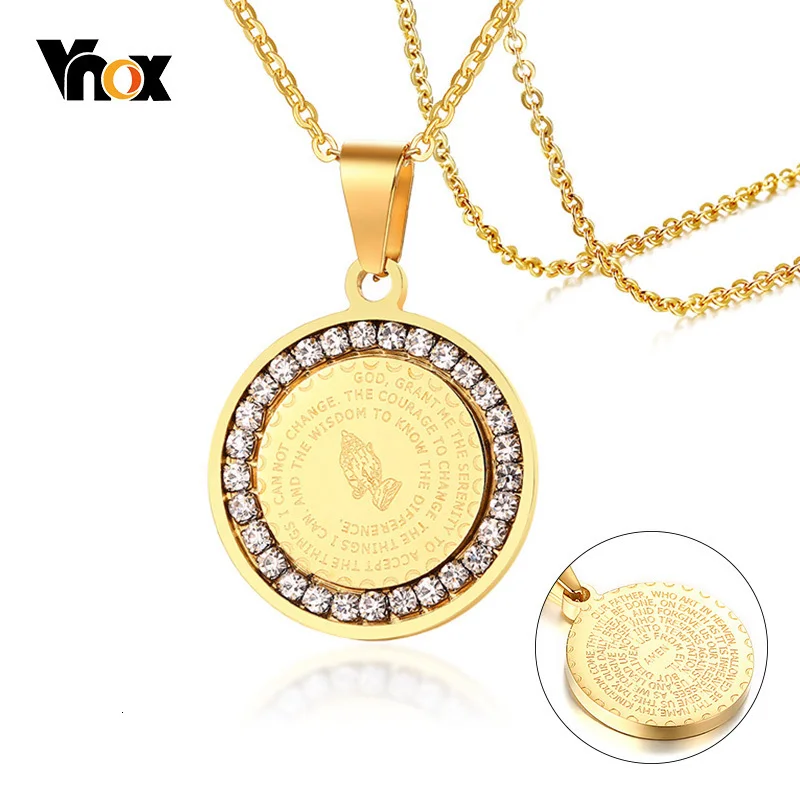 Vnox Двусторонняя одежда Библейский стих молитва ожерелье для женщин мужчин