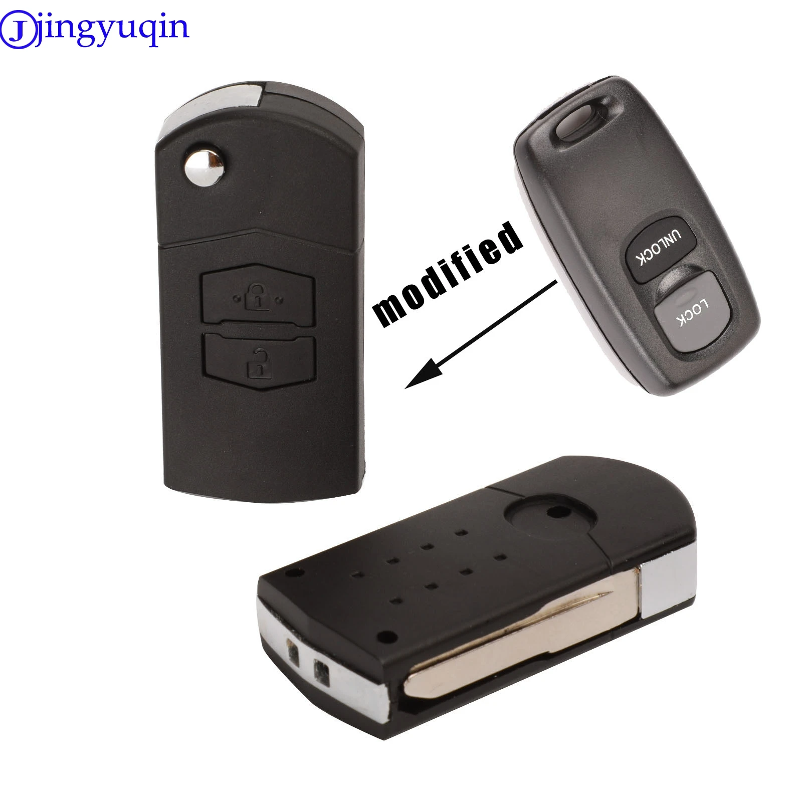 jingyuqin Key Case for MAZDA 3 MAZDA 6 Car Key 2 Buttons Remote Key Modified Blank Key Shell Cover Uncut Blade