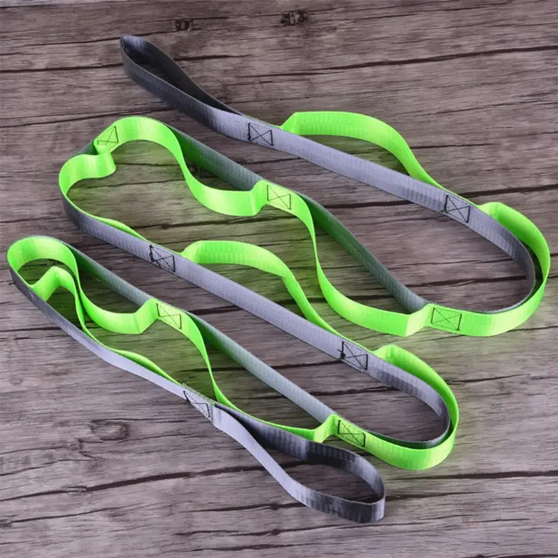 

HX5F 12 Loops Yoga Stretch Straps Nylon Fitness Stretching Belt Rope Anti Gravity