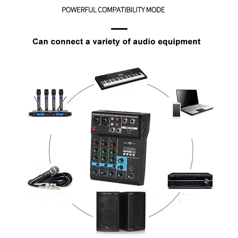 Профессиональный 4 канальный Bluetooth миксер аудио DJ консоль с эффектом