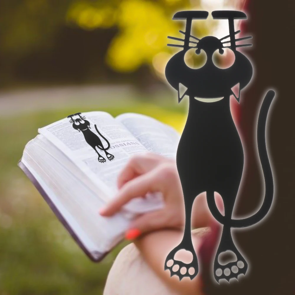 Kawaii 3D стерео с изображением черного кота закладка для книги Чехол милых
