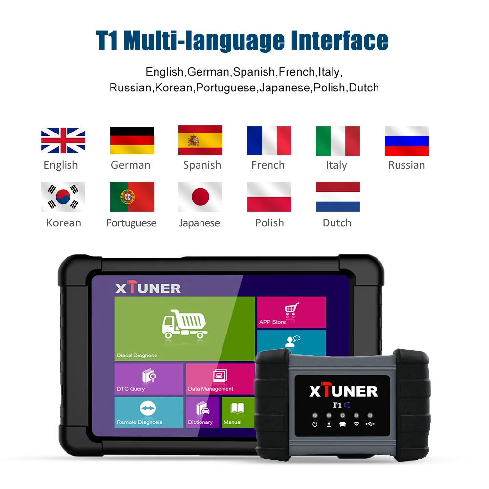 

Xtuner T1 Professional Obd2 Automotive Scanner HD Heavy Duty Truck Airbag ABS DPF EGR Reset Auto Trucks Diesel Diagnostic Tools