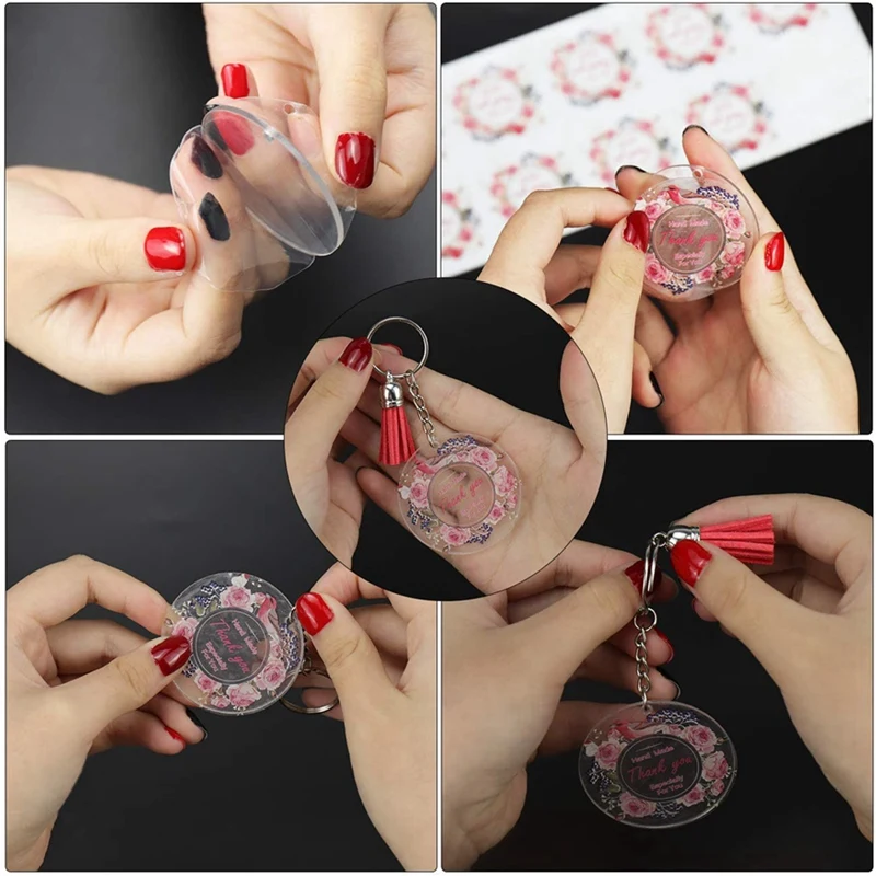 

Acrylic Transparent Circle Discs with 30 Set 2 Inch Round Acrylic Discs with Keyring Keychain and Tassel Pendants