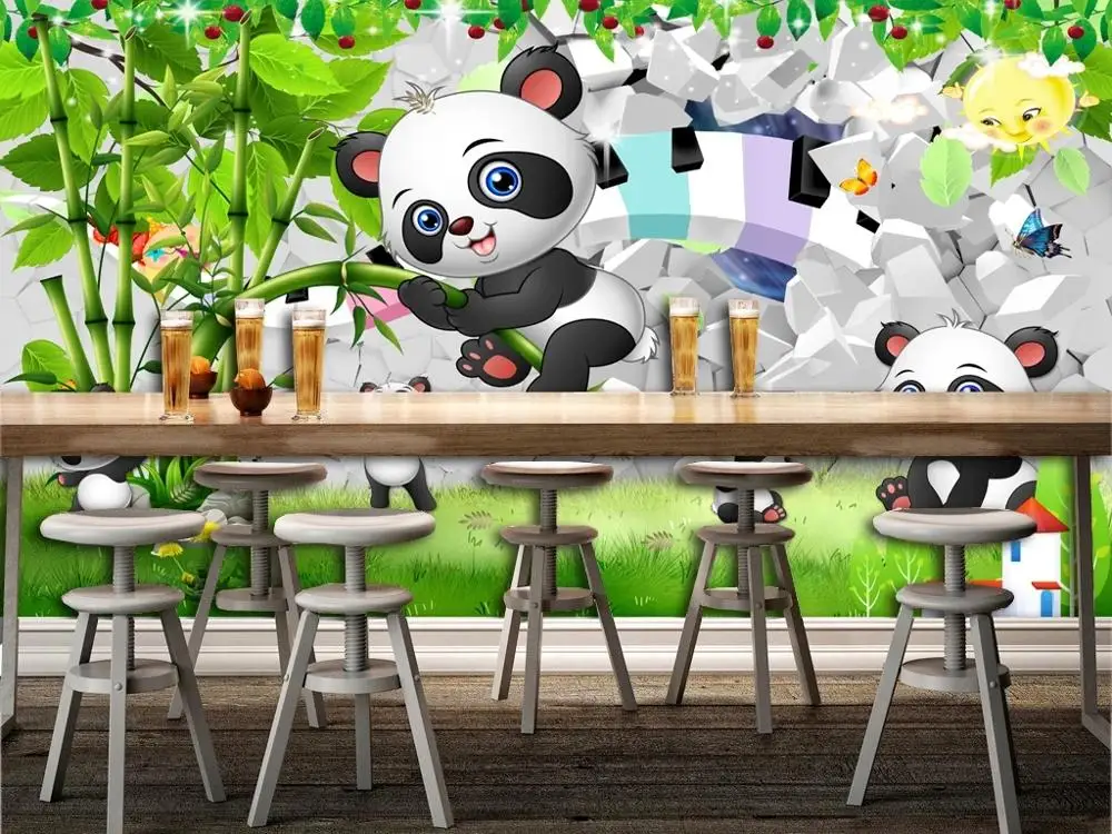 

New Custom 3D Large Mural Wallpaper Animal Paradise Three-dimensional Fresh Cartoon children's room TV Background living Bedroom