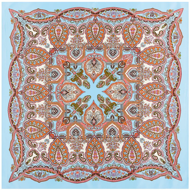 100% Шелковый женский шарф Индеец перья шейный платок с принтом квадратные шарфы