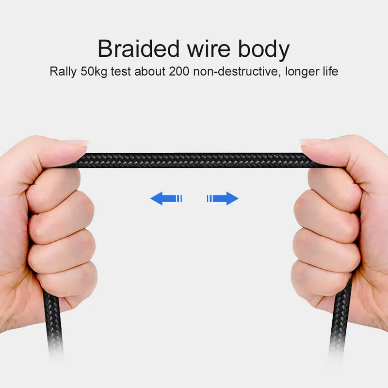 Кабель Micro USB для быстрой зарядки кабель и передачи данных в нейлоновой оплетке 90