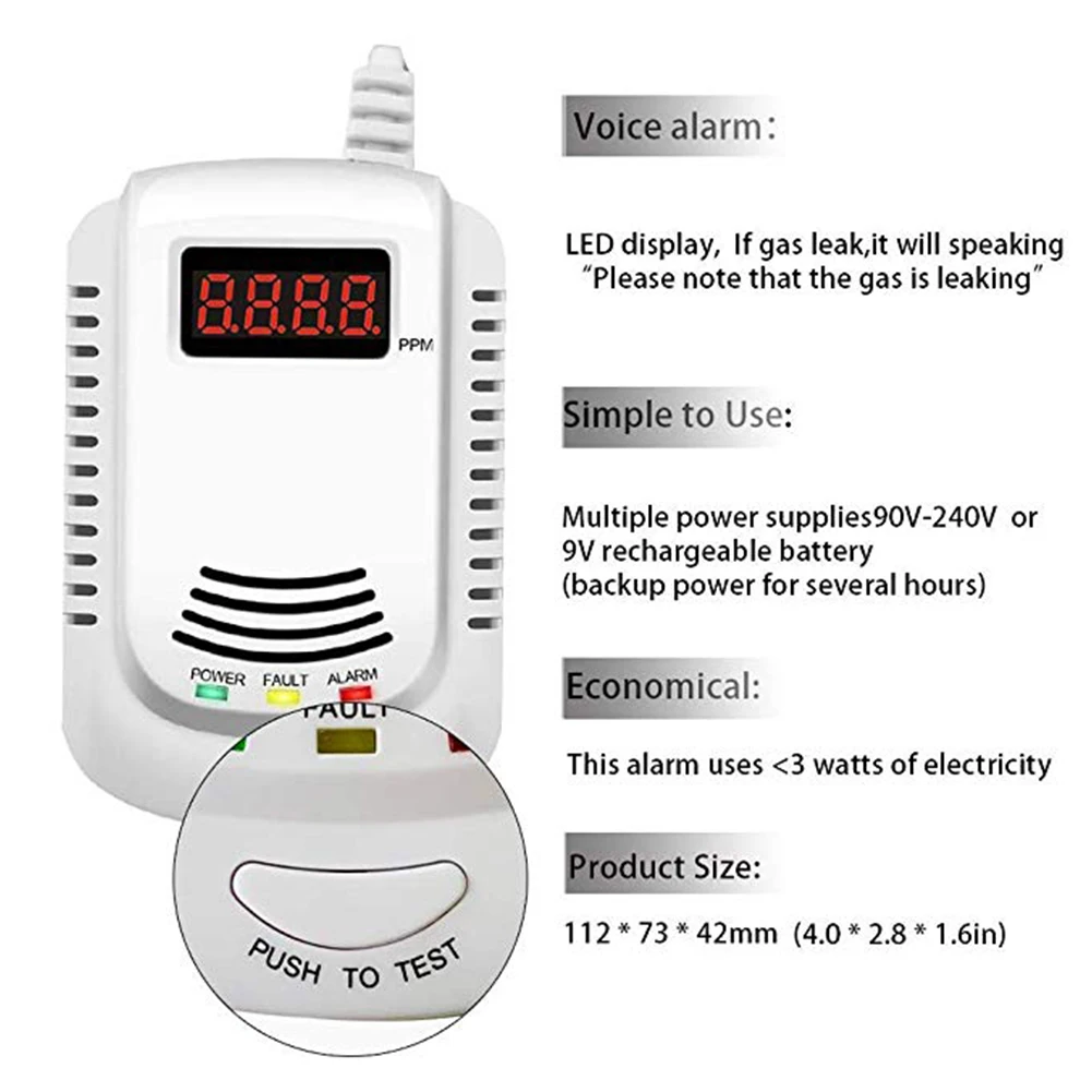 Высокочувствительный ЖК дисплей горючая безопасность домашняя сигнализация
