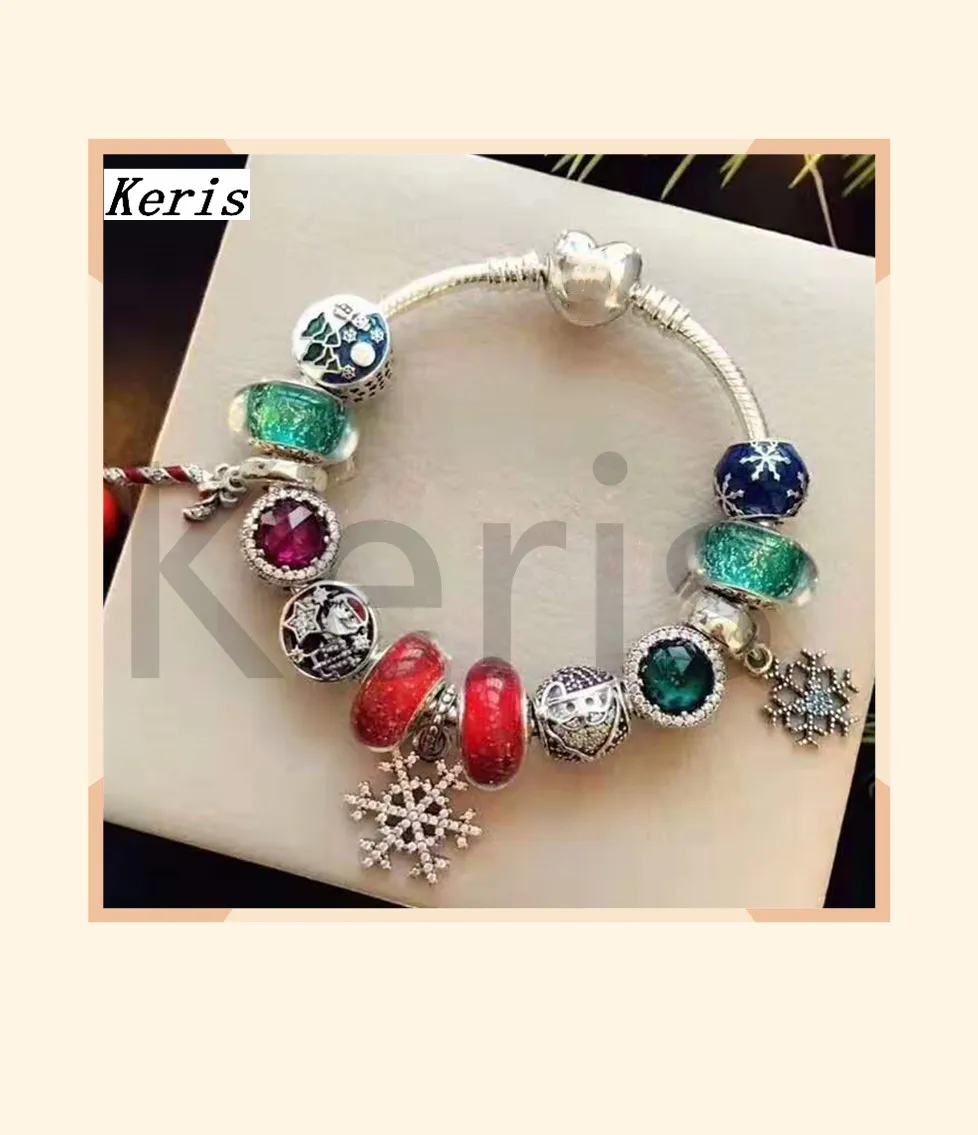 Высокое качество оригинальный 1:1 100% Серебряный цветной стеклянный Снежный кулон