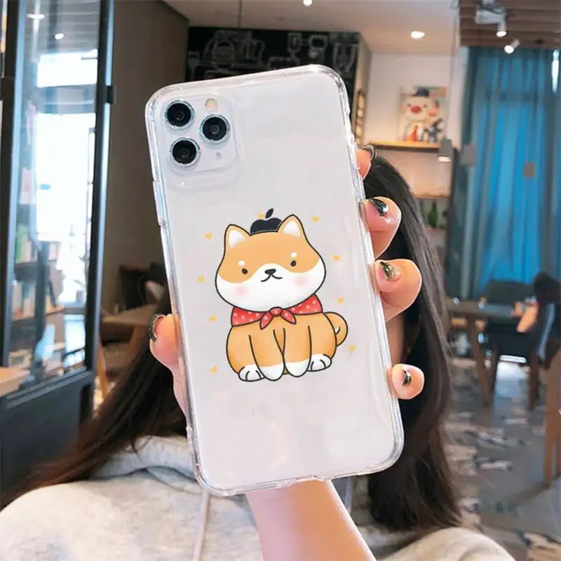 

cute dog Corgi Phone Case Transparent soft For iphone 5 6 7 8 11 12 s c se plus mini x xs xr pro max cover shell funda