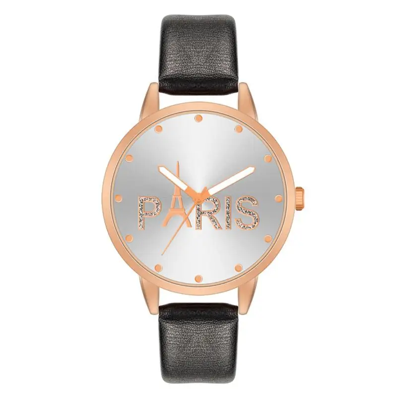 Часы наручные женские кварцевые водонепроницаемые с кожаным ремешком - купить по