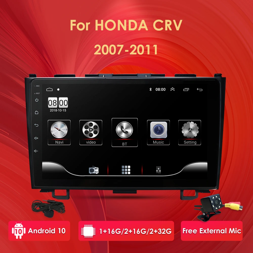 Ossuret 9 &quotAndroid 10 автомобильный радиоприемник GPS навигация для HONDA CRV 2007 2011