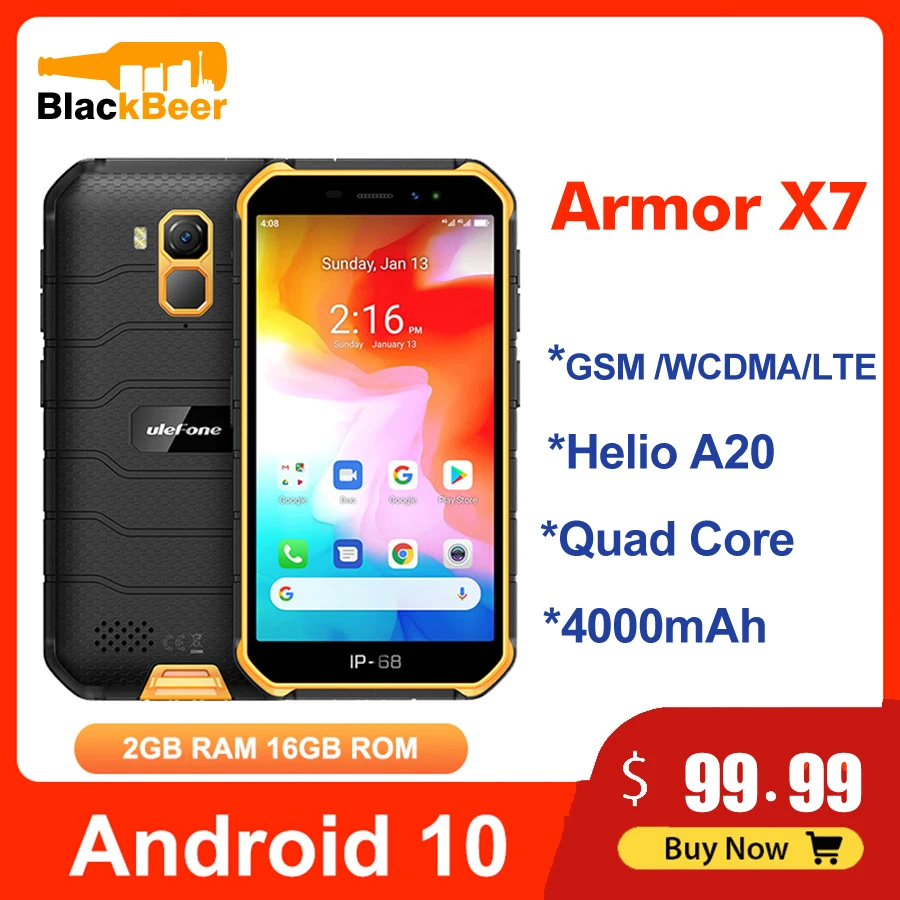 Ulefone Armor X7 5 0 дюймов мобильный телефон Android10 IP68 прочный водонепроницаемый смартфон