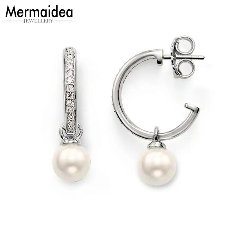 Серьги кольца с креольским жемчугом на петлях новинка 2020 классическая круглая