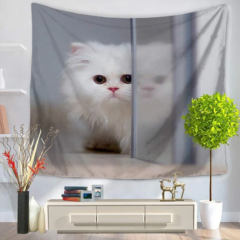 Милый Кот Мандала настенный кот печатных гобелен из ткани Манта Шторы