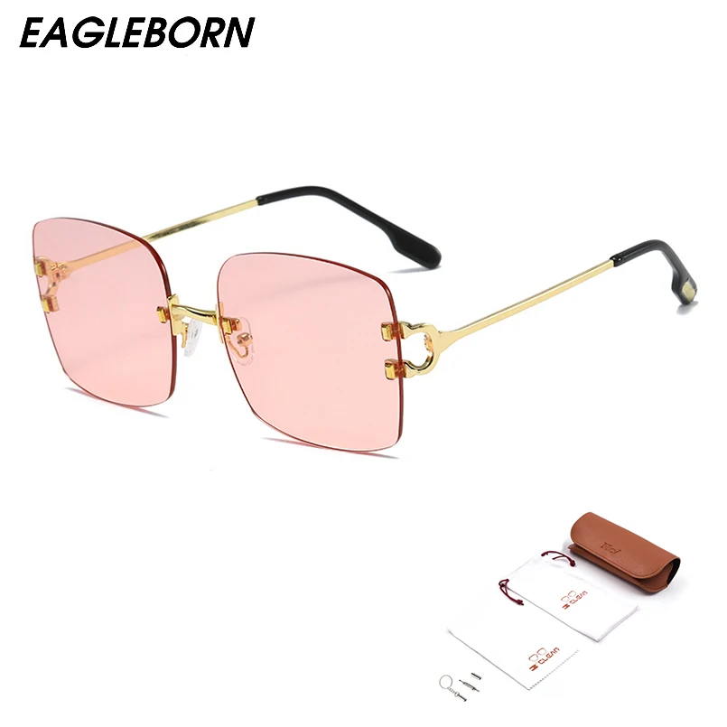 

2022 Rimless Sunglasses Women and Men Square Farme Sunglasses Designer Shades for Women UV400 Glasses Anti-reflective BXHGLS56