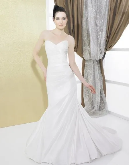 

free shipping bride weding dress bridal Taffeta mermaid sweetheart open 1/2 corset closure back drop waist train wedding dress