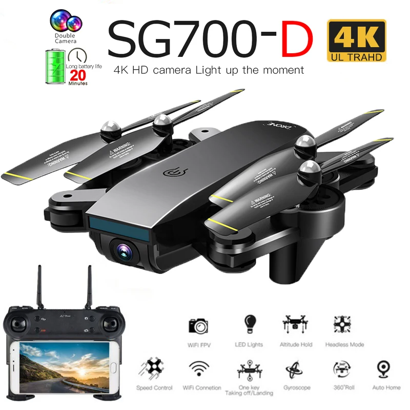 Sg700d Квадрокоптер Дрон с камерой Hd мини Радиоуправляемый вертолет 4k игрушки